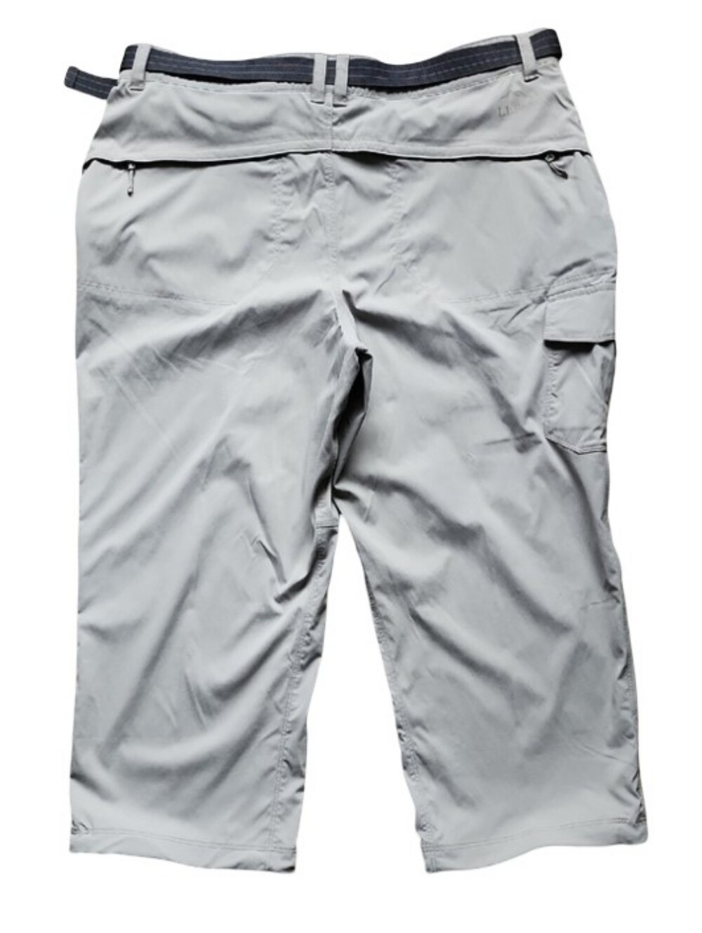 L.L.Bean Hiking Capri Pants Gray Belted Stretch Cargo Outdoor Women’s Large - Picture 2 of 6